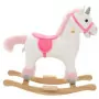 Unicorno a Dondolo Peluche 65x32x58 cm Bianco e Rosa