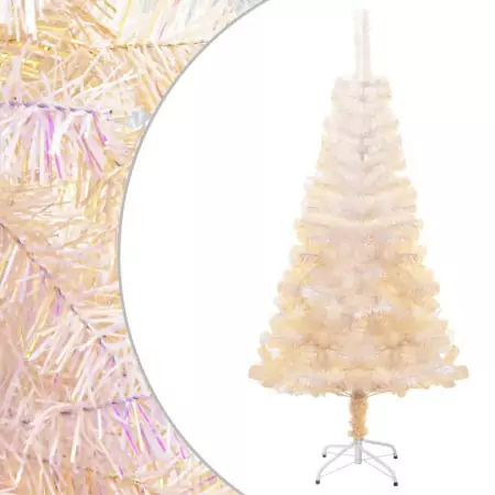 Albero di Natale Artificiale Punte Iridescenti Bianco 120cm PVC