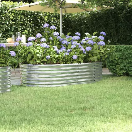 Vaso Giardino Acciaio Verniciato a Polvere 152x80x36 cm Argento