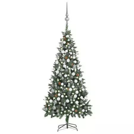 Set Albero Natale Artificiale con LED Palline e Pigne 210 cm
