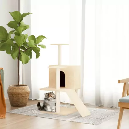 Albero per Gatti con Tiragraffi in Sisal Crema 109 cm