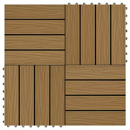 Piastrella Decking in WPC 11 pz 30x30 cm 1 sqm Colore Teak