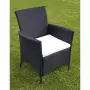 Set da Pranzo da Giardino 7 pz con Cuscini in Polyrattan Nero