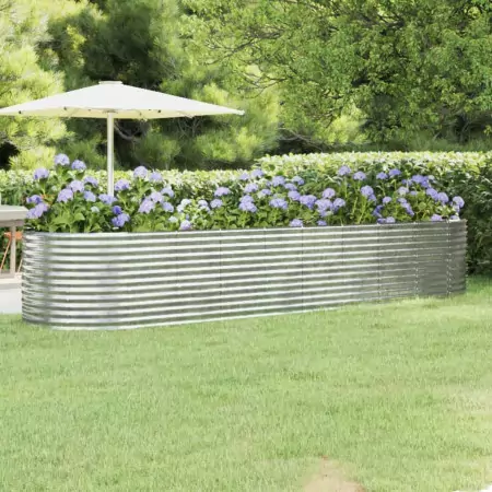 Vaso Giardino Acciaio Verniciato a Polvere 396x100x68cm Argento