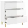 Credenza Bianco Lucido 60x35x70 cm in Legno Multistrato