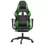 Sedia da Gaming con Poggiapiedi Nero e Verde in Similpelle