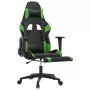 Sedia da Gaming con Poggiapiedi Nero e Verde in Similpelle