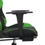 Sedia da Gaming con Poggiapiedi Nero e Verde in Similpelle