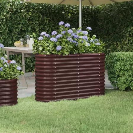 Vaso Giardino Acciaio Verniciato a Polvere 114x40x68 cm Marrone