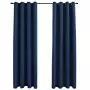 Tende Oscuranti con Anelli in Metallo 2 pz Blu 140x245 cm