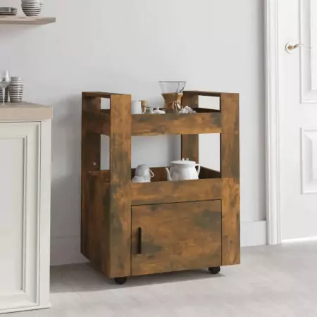 Carrello da Cucina rovere fumo 60x45x80 cm Legno Multistrato