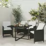 Set da Pranzo per Giardino 5 pz con Cuscini in Polyrattan Nero