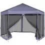 Gazebo Esagonale Pop-Up con 6 Pareti Blu Scuro 3,6x3,1 m