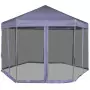 Gazebo Esagonale Pop-Up con 6 Pareti Blu Scuro 3,6x3,1 m