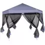 Gazebo Esagonale Pop-Up con 6 Pareti Blu Scuro 3,6x3,1 m