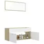 Set Mobili da Bagno 2 pz Bianco e Rovere Sonoma in Truciolato