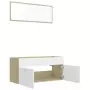 Set Mobili da Bagno 2 pz Bianco e Rovere Sonoma in Truciolato