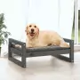 Cuccia per Cani Grigia 75,5x55,5x28cm in Legno Massello di Pino