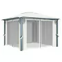 Gazebo con Tenda 300 x 300 cm Crema Alluminio