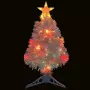 Albero Natale Artificiale LED Bianco 64 cm Fibra Ottica