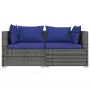 Set Divani da Giardino 3 pz con Cuscini in Polyrattan Grigio