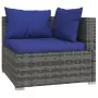 Set Divani da Giardino 3 pz con Cuscini in Polyrattan Grigio