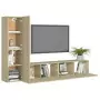 Set Porta TV 4 pz Rovere Sonoma in Truciolato