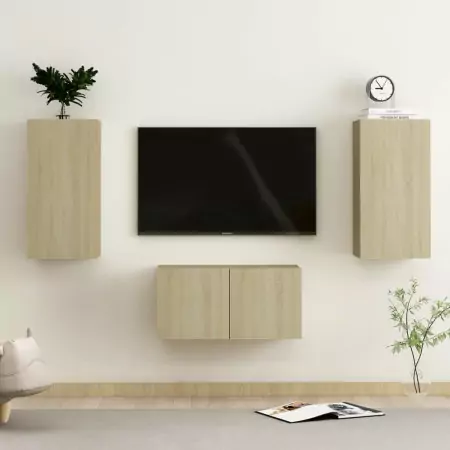 Set Mobili TV 3 pz Rovere Sonoma in Truciolato