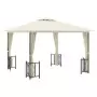 Gazebo con Teli Laterali e Doppio Tetto 3x3 m Crema