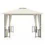 Gazebo con Teli Laterali e Doppio Tetto 3x3 m Crema