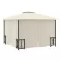 Gazebo con Teli Laterali e Doppio Tetto 3x3 m Crema