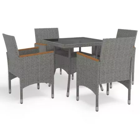 Set Mobili da Pranzo da Giardino 5 pz Grigio Polyrattan Acacia