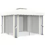 Gazebo con Tende 3x3 cm Bianco Crema Alluminio