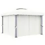 Gazebo con Tende e Stringa di Luci LED 3x3 m Bianco Crema