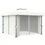 Gazebo con Tende e Stringa di Luci LED 3x3 m Bianco Crema