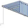 Tenda da Sole Retrattile Manuale e Parasole 4,5x3m Blu e Bianca