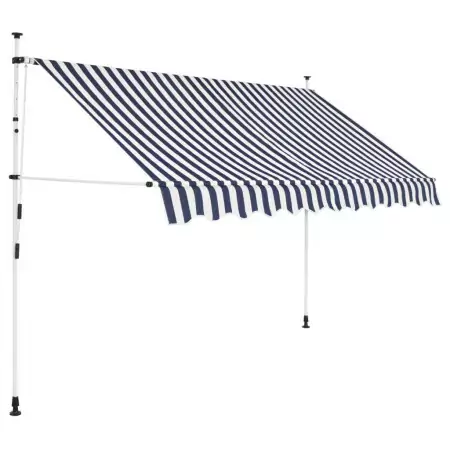 Tenda da Sole Retrattile Manuale 300 cm a Strisce Blu e Bianche