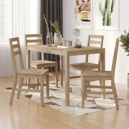 Set da Pranzo 5 pz in Legno Massello di Acacia