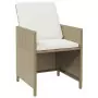 Set da Pranzo per Giardino 9 pz con Cuscini in Polyrattan Beige