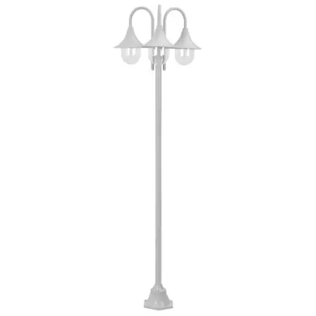 Lampione da Giardino E27 220 cm in Alluminio 3 Lampade Bianco