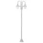 Lampione da Giardino E27 220 cm in Alluminio 3 Lampade Bianco