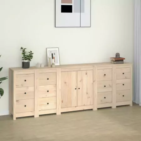 Credenza 230x35x80 cm in Legno Massello di Pino