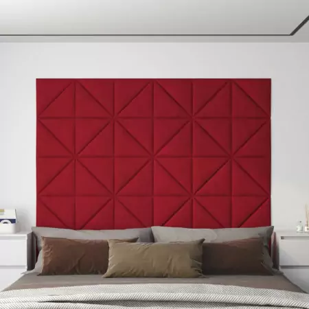 Pannelli Murali 12 pz Rosso Vino 30x30 cm Velluto 0,54 m²