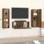 Set Mobili Porta TV 3 pz Rovere Fumo in Legno Multistrato