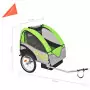 Rimorchio da Bici per Bambini Grigio e Verde 30 kg