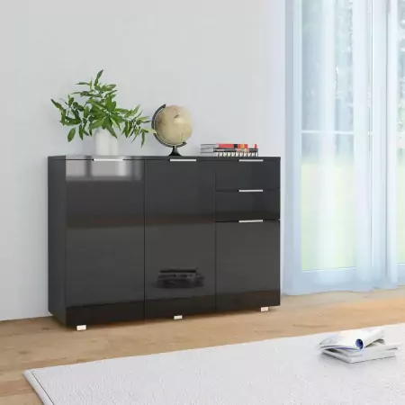 Credenza Nero Lucido 107x35x80,5 cm