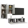 Set Porta TV 4 pz Grigio Cemento in Truciolato