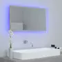 Specchio da Bagno LED Grigio Cemento 80x8,5x37 cm in Truciolato