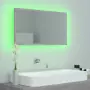 Specchio da Bagno LED Grigio Cemento 80x8,5x37 cm in Truciolato