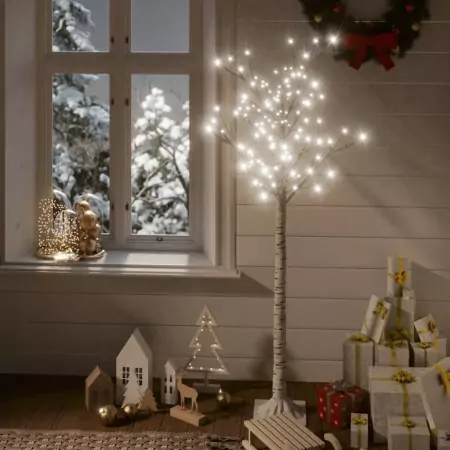 Albero Natale 140 LED 1,5m Salice Bianco Freddo Interno Esterno